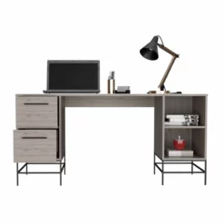 FM Furniture San Francisco 150 Modern Wood Desk With 2- Drawer In Light Gray -CYMAX Sales 2489047 2 L