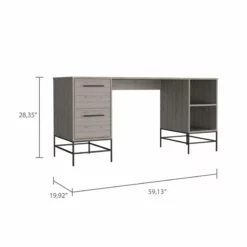 FM Furniture San Francisco 150 Modern Wood Desk With 2- Drawer In Light Gray -CYMAX Sales 2489047 5 L