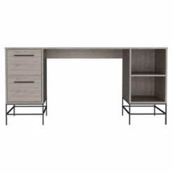 FM Furniture San Francisco 150 Modern Wood Desk With 2- Drawer In Light Gray