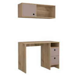 FM Furniture Tokyo 3-Drawer Modern Wood Office Desk Set In Light Oak/Taupe -CYMAX Sales 2489052 6 L