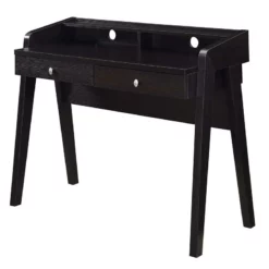 Newport Deluxe Two-Drawer Desk With Shelf In Espresso Wood Finish -CYMAX Sales 2490840 L