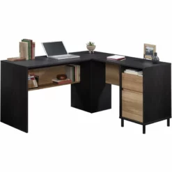 Sauder Acadia Way Engineered Wood L-Shaped Desk In Raven Oak/Timber Oak -CYMAX Sales 2491092 3 L
