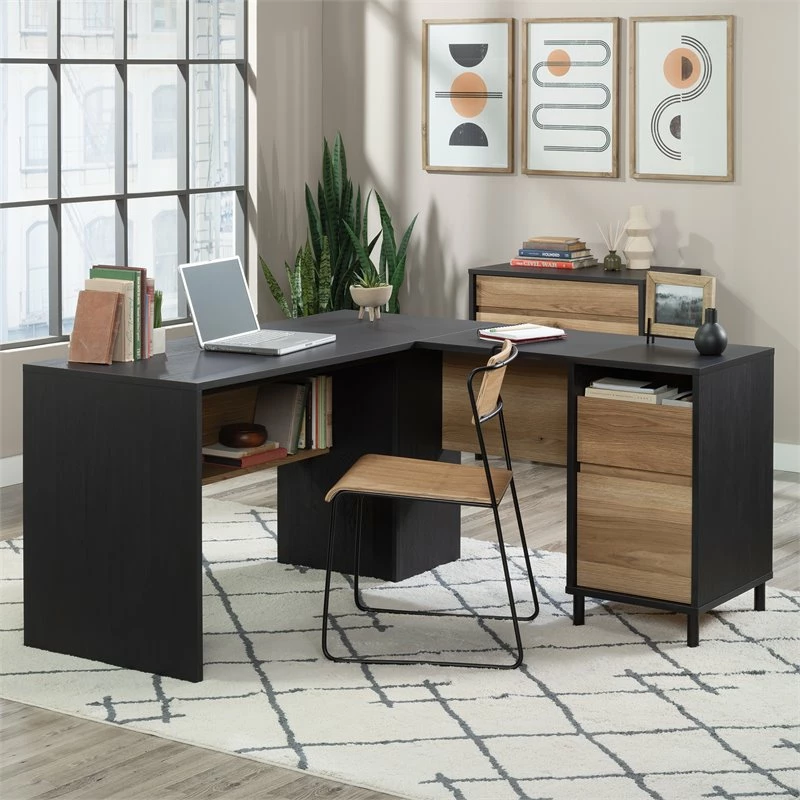 Sauder Acadia Way Engineered Wood L-Shaped Desk In Raven Oak/Timber Oak 14 Sauder Acadia Way Engineered Wood L-Shaped Desk In Raven Oak/Timber Oak - Image 12