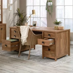 Sauder Cannery Bridge Engineered Wood Executive Desk In Sindoori Mango/Brown -CYMAX Sales 2498975 6 L
