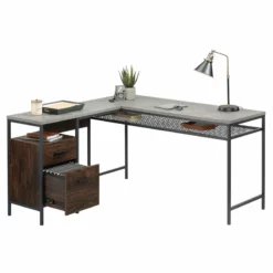 UrbanPro Engineered Wood And Metal L-Shaped Desk In Rich Walnut -CYMAX Sales 2499518 2 L