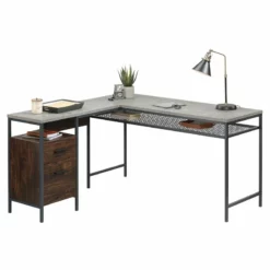 UrbanPro Engineered Wood And Metal L-Shaped Desk In Rich Walnut -CYMAX Sales 2499518 3 L