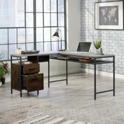 UrbanPro Engineered Wood And Metal L-Shaped Desk In Rich Walnut -CYMAX Sales 2499518 4 L
