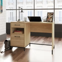 UrbanPro Traditional Engineered Wood Desk In Charter Oak Finish -CYMAX Sales 2499542 2 L