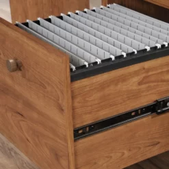 UrbanPro Traditional Engineered Wood L-Desk In Prairie Cherry Finish -CYMAX Sales 2499569 10 L