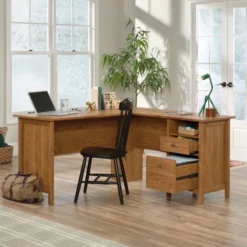 UrbanPro Traditional Engineered Wood L-Desk In Prairie Cherry Finish -CYMAX Sales 2499569 3 L