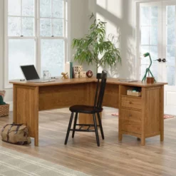 UrbanPro Traditional Engineered Wood L-Desk In Prairie Cherry Finish -CYMAX Sales 2499569 4 L