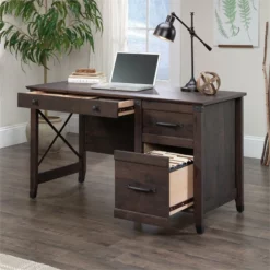 UrbanPro Traditional Engineered Wood Desk In Coffee Oak -CYMAX Sales 2499576 5 L