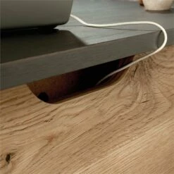 UrbanPro Modern Engineered Wood/Metal Single Pedestal Desk In Raven Oak -CYMAX Sales 2499580 29 L