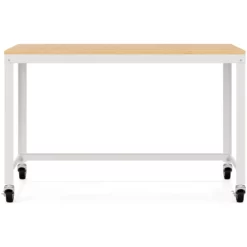 Space Solutions 48" W Mobile Metal Desk With Laminate Top - White/Maple -CYMAX Sales 2500625 5 L