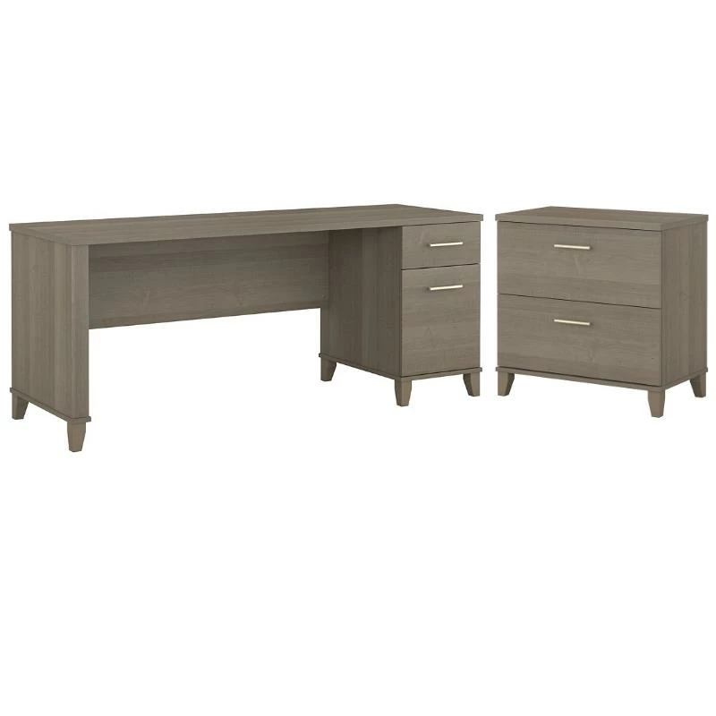 Home Square 2-Piece Set With 72W Office Desk & 2-Drawer File Cabinet In Ash Gray 3 Home Square 2-Piece Set With 72W Office Desk & 2-Drawer File Cabinet In Ash Gray