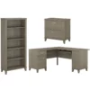Home Square 3-Piece Set With 60W L Shaped Desk File Cabinet & 5-Shelf Bookcase -CYMAX Sales 2504628 L