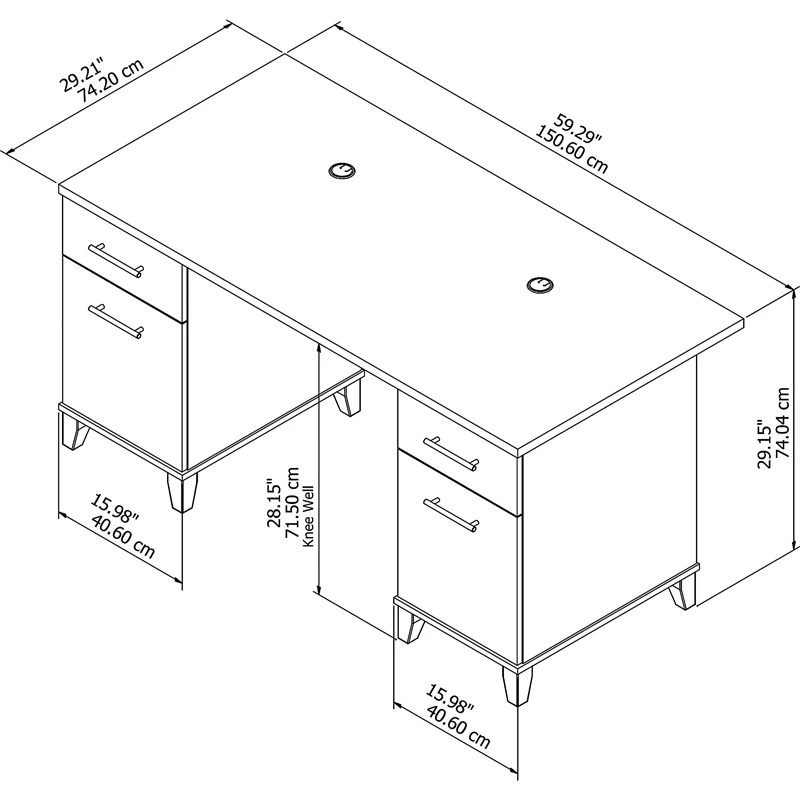 Home Square 2-Piece Set With 60W Office Desk & 2-Drawer File Cabinet 7 Home Square 2-Piece Set With 60W Office Desk & 2-Drawer File Cabinet - Image 5