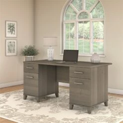 Home Square 2-Piece Set With 60W Office Desk & 5-Shelf Bookcase -CYMAX Sales 2504634 8 L