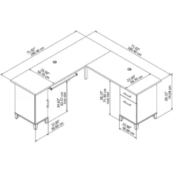 Home Square 2-Piece Set With 72W L Shaped Desk & 2-Drawer File Cabinet -CYMAX Sales 2504639 4 L