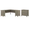 Home Square 2-Piece Set With 72W L Shaped Desk & 2-Drawer File Cabinet -CYMAX Sales 2504639 L