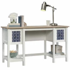 Home Square 2-Piece Set With Writing Desk And 3-Shelf Bookcase In Soft White -CYMAX Sales 2504752 11 L