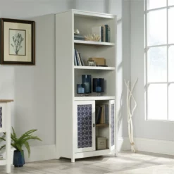 Home Square 2-Piece Set With Writing Desk And 3-Shelf Bookcase In Soft White -CYMAX Sales 2504752 18 L