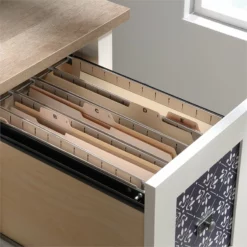 Home Square 2-Piece Set With Writing Desk And 3-Shelf Bookcase In Soft White -CYMAX Sales 2504752 3 L