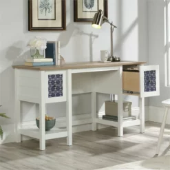 Home Square 2-Piece Set With Writing Desk And 3-Shelf Bookcase In Soft White -CYMAX Sales 2504752 9 L