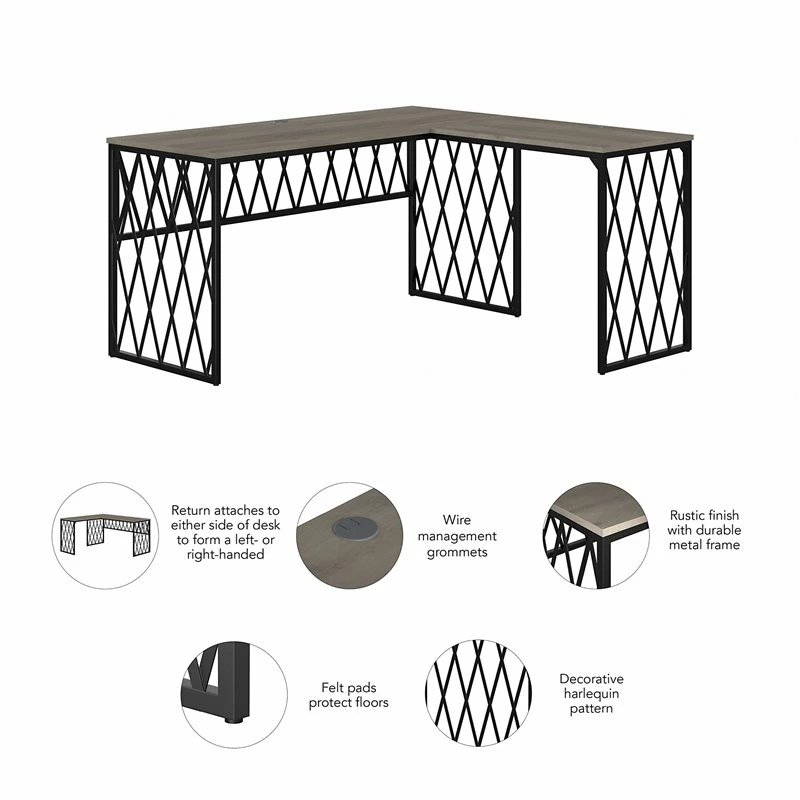 City Park 60W Industrial L Shaped Desk In Dark Gray Hickory - Engineered Wood 17 City Park 60W Industrial L Shaped Desk In Dark Gray Hickory - Engineered Wood - Image 15