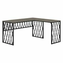 City Park 60W Industrial L Shaped Desk In Dark Gray Hickory - Engineered Wood 34 City Park 60W Industrial L Shaped Desk In Dark Gray Hickory - Engineered Wood -CYMAX Sales 2511804 6 L