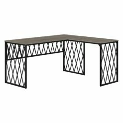 City Park 60W Industrial L Shaped Desk In Dark Gray Hickory - Engineered Wood 40 City Park 60W Industrial L Shaped Desk In Dark Gray Hickory - Engineered Wood -CYMAX Sales 2511804 L