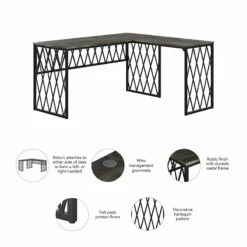 City Park 60W Industrial L Shaped Desk In Dark Gray Hickory - Engineered Wood 24 City Park 60W Industrial L Shaped Desk In Dark Gray Hickory - Engineered Wood -CYMAX Sales 2511805 2 L