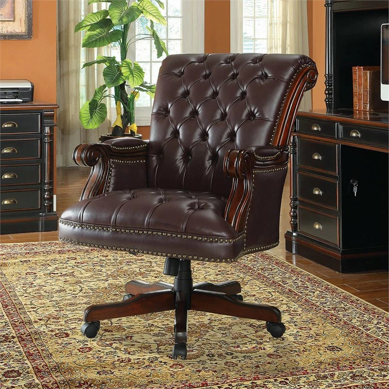 UrbanPro Faux Leather Ergonomic Tufted Office Chair In Dark Brown 4 UrbanPro Faux Leather Ergonomic Tufted Office Chair In Dark Brown - Image 2