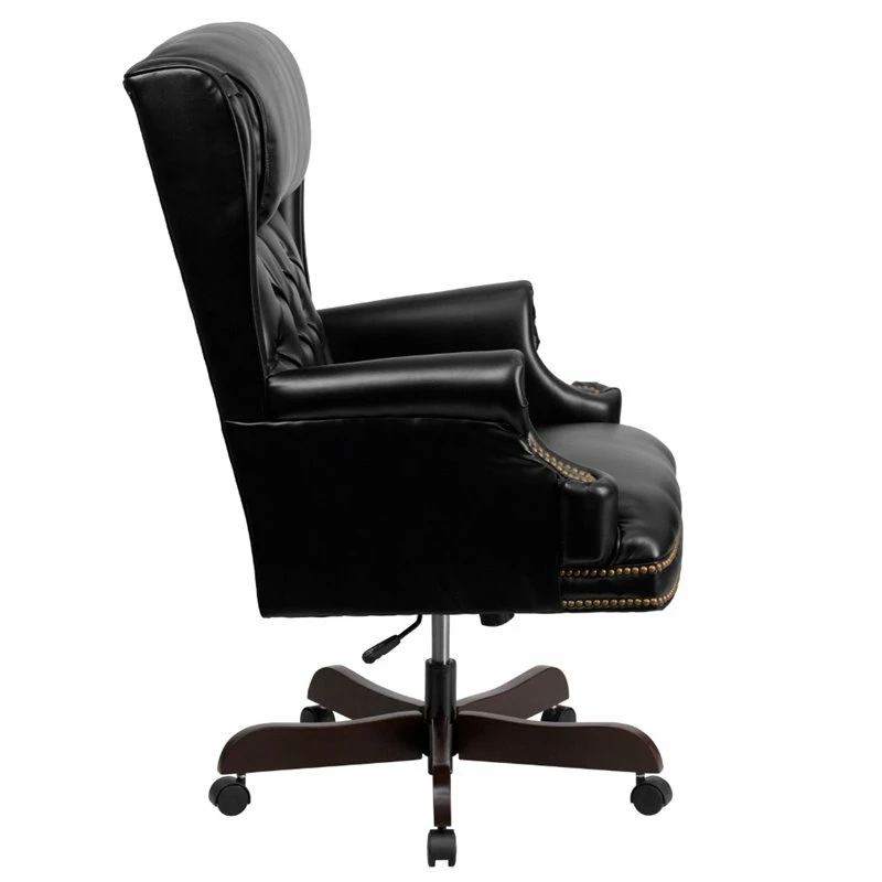 UrbanPro Traditional Leather Office Chair In Black 4 UrbanPro Traditional Leather Office Chair In Black - Image 2