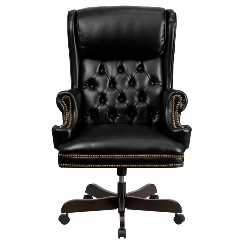UrbanPro Traditional Leather Office Chair In Black 6 UrbanPro Traditional Leather Office Chair In Black - Image 4