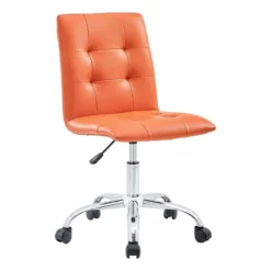 UrbanPro Modern Faux Leather/Steel Mid Back Swivel Office Chair In Orange