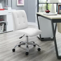 UrbanPro Modern Faux Leather Mid Back Swivel Office Chair In White 9 UrbanPro Modern Faux Leather Mid Back Swivel Office Chair In White -CYMAX Sales 2516829 3 L