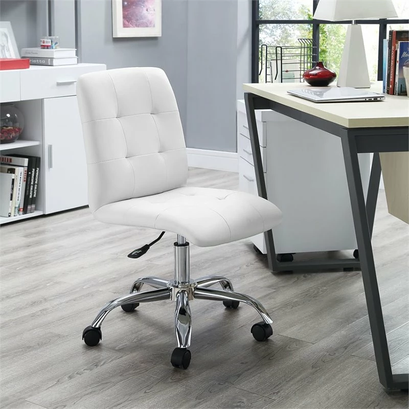 UrbanPro Modern Faux Leather Mid Back Swivel Office Chair In White 6 UrbanPro Modern Faux Leather Mid Back Swivel Office Chair In White - Image 4