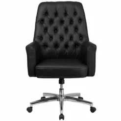 UrbanPro Traditional Leather Mid Back Swivel Office Chair In Black -CYMAX Sales 2516924 3 L