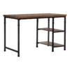 UrbanPro Transitional Wood Desk With 2 Shelves In Brown Stained/Black