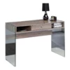 UrbanPro 1 Drawer Oak Wood/Glass Rectangular Writing Desk In Gray/Clear -CYMAX Sales 2517515 1 L