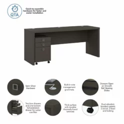 Echo 72W Computer Desk With Drawers In Modern Gray - Engineered Wood 29 Echo 72W Computer Desk With Drawers In Modern Gray - Engineered Wood -CYMAX Sales 2517764 2 L