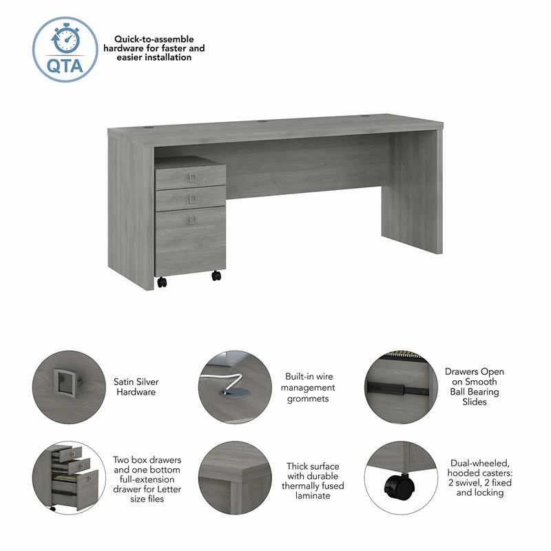 Echo 72W Computer Desk With Drawers In Charcoal Maple - Engineered Wood 17 Echo 72W Computer Desk With Drawers In Charcoal Maple - Engineered Wood - Image 15
