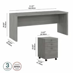 Echo 72W Computer Desk With Drawers In Pure White/Modern Gray - Engineered Wood -CYMAX Sales 2517766 4 L 2
