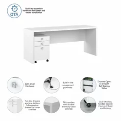 Echo 72W Computer Desk With Drawers In Pure White/Modern Gray - Engineered Wood -CYMAX Sales 2517767 2 L 3