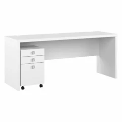 Echo 72W Computer Desk With Drawers In Pure White/Modern Gray - Engineered Wood -CYMAX Sales 2517767 L 3