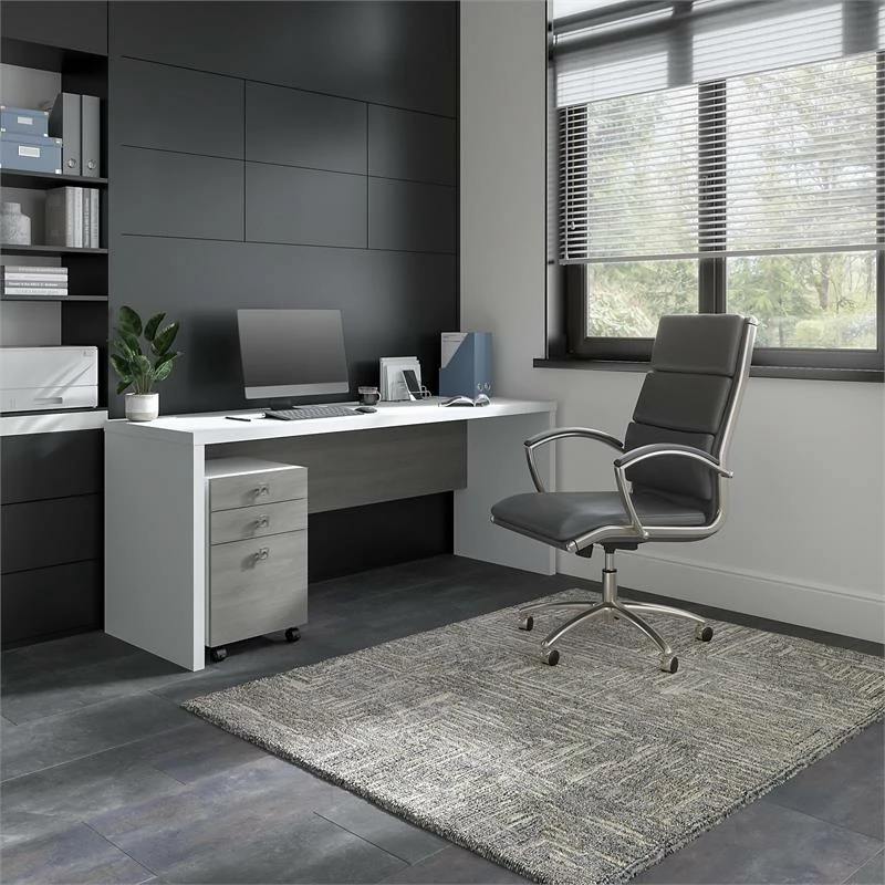 Echo 72W Computer Desk With Drawers In Modern Gray - Engineered Wood 5 Echo 72W Computer Desk With Drawers In Modern Gray - Engineered Wood - Image 3