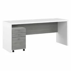 Echo 72W Computer Desk With Drawers In Modern Gray - Engineered Wood