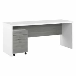 Echo 72W Computer Desk With Drawers In Charcoal Maple - Engineered Wood