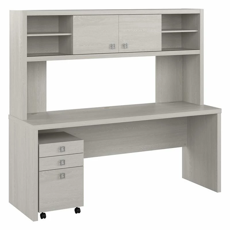 Echo 72W Computer Desk With Hutch & Drawers In White And Gray - Engineered Wood 21 Echo 72W Computer Desk With Hutch & Drawers In White And Gray - Engineered Wood - Image 19